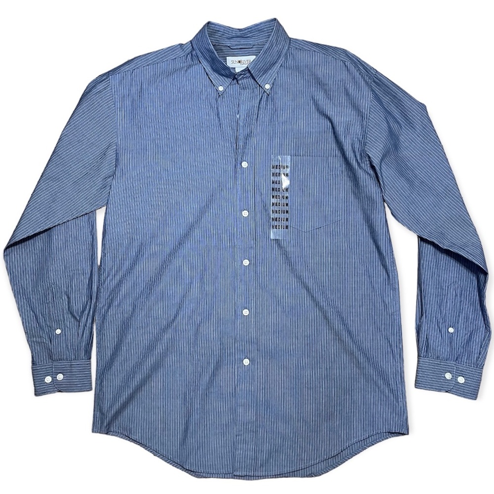 Sun River Clothing Co. Blue & White Cotton Striped Button Down Shirt NWT Sz M